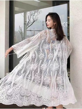 Lace Kimono W/ Embroidered Pattern